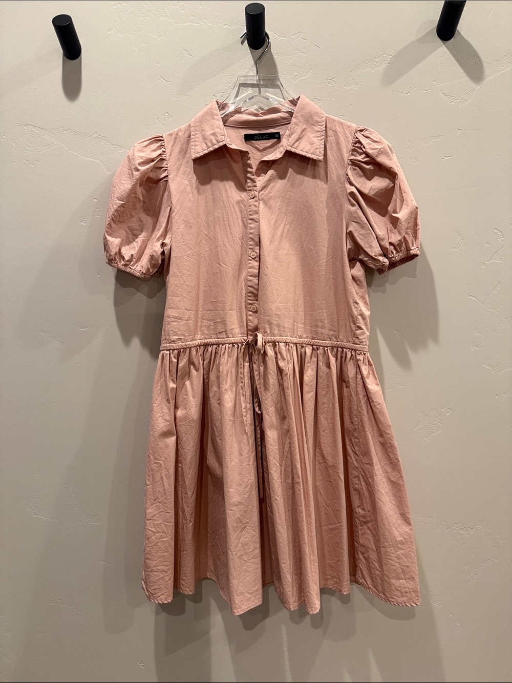 Deluc Dusty Pink Puff-Sleeve Shirtdress